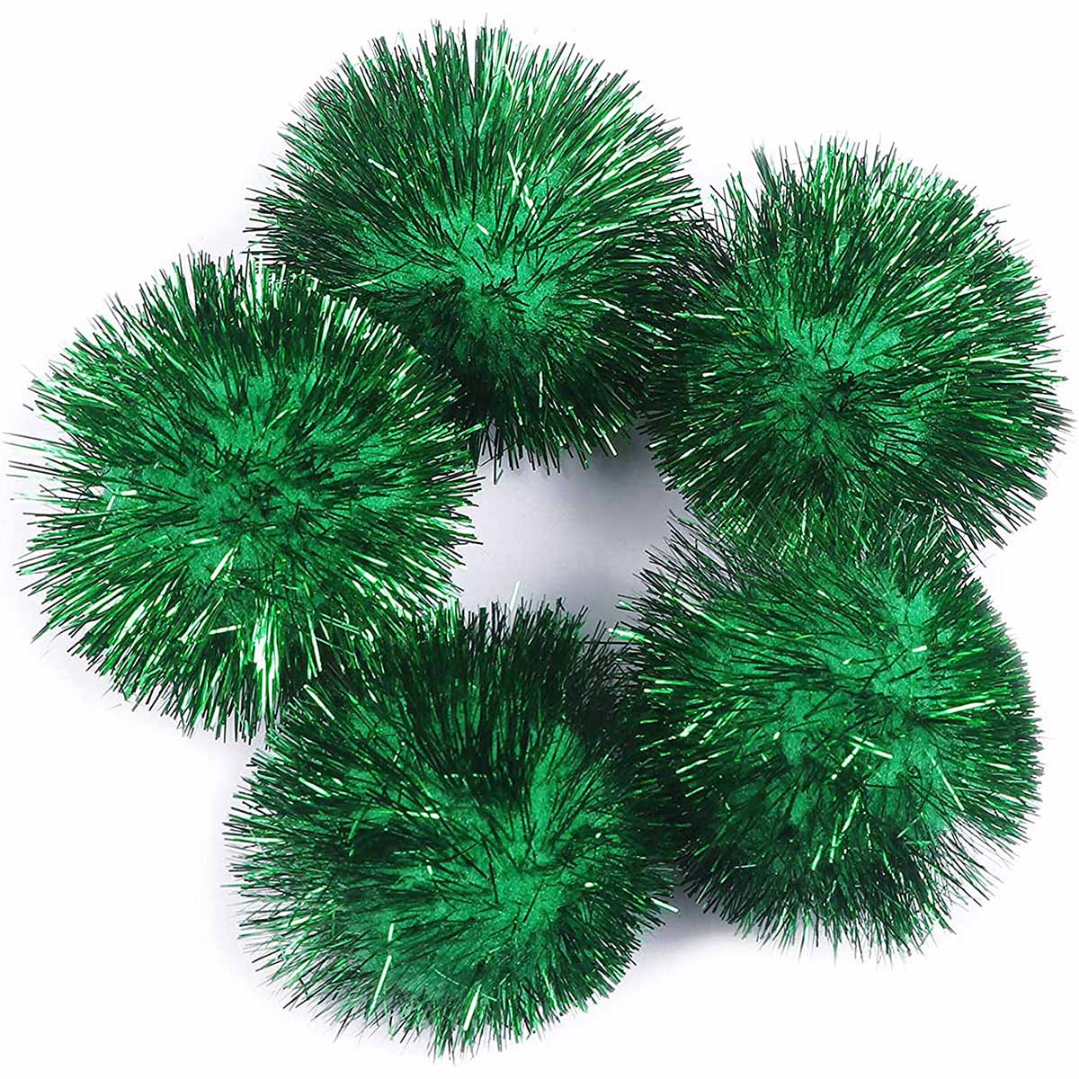 30 Glitter Tinsel Pom Poms（Inner Pom: 1.5" )- U Pick
