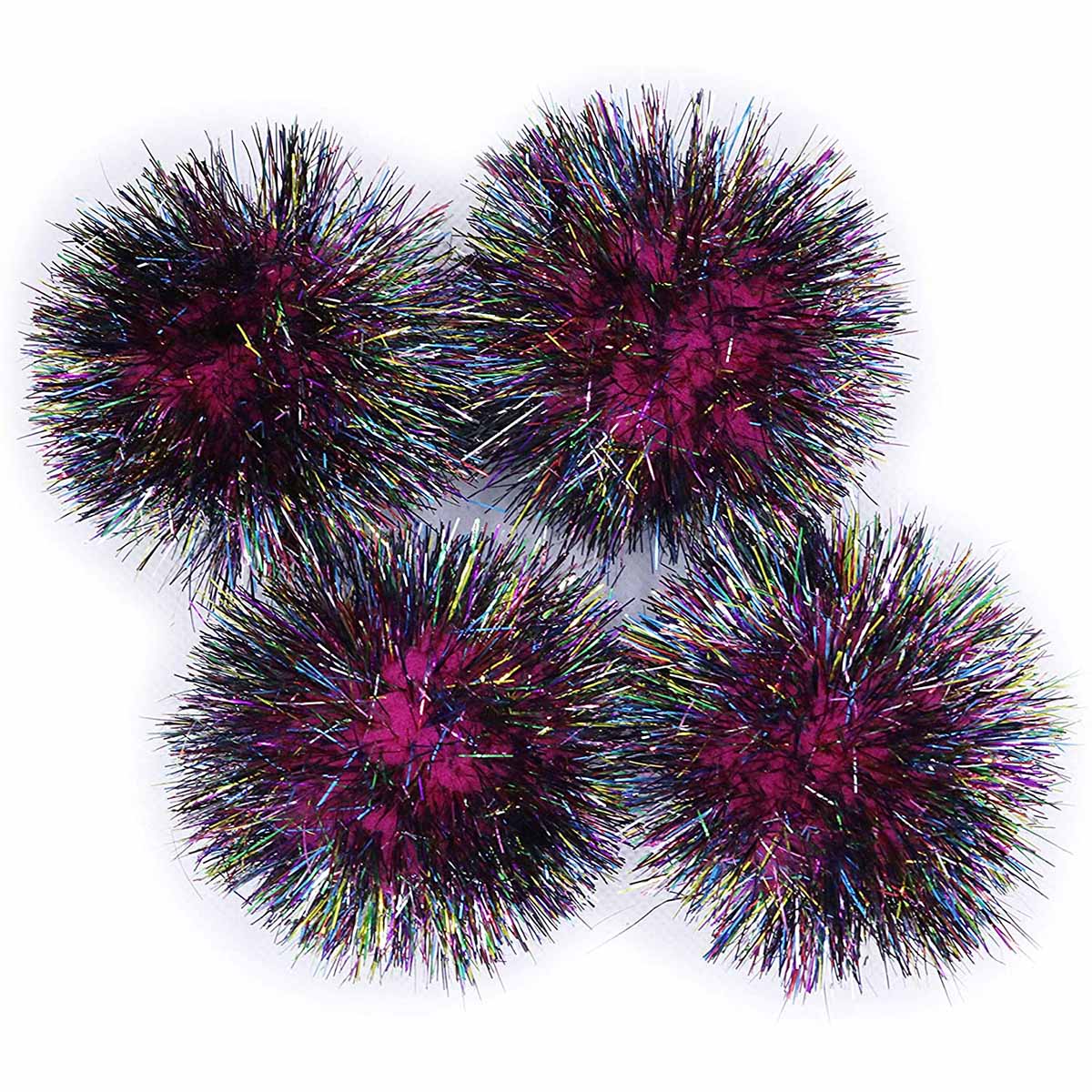 30 Glitter Tinsel Pom Poms（Inner Pom: 1.5" )- U Pick