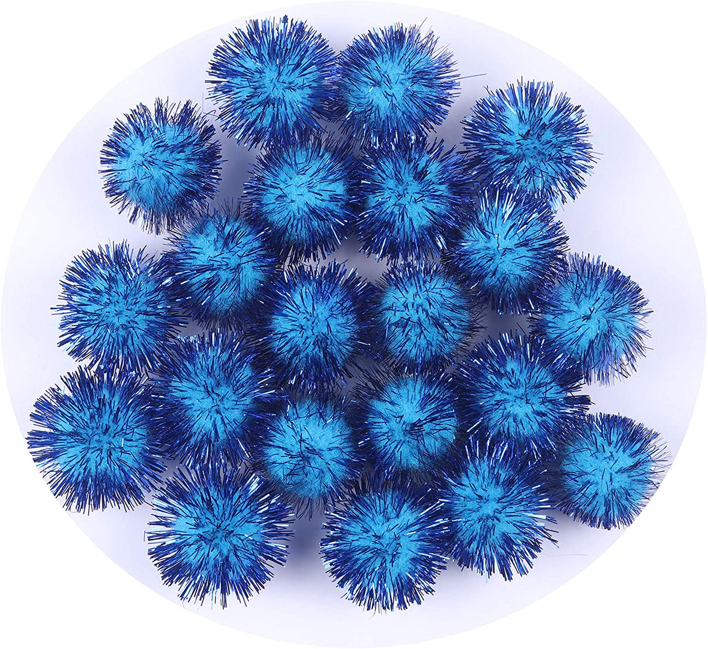 100pcs Glitter Tinsel Pom Balls 1" (25mm) - U Pick