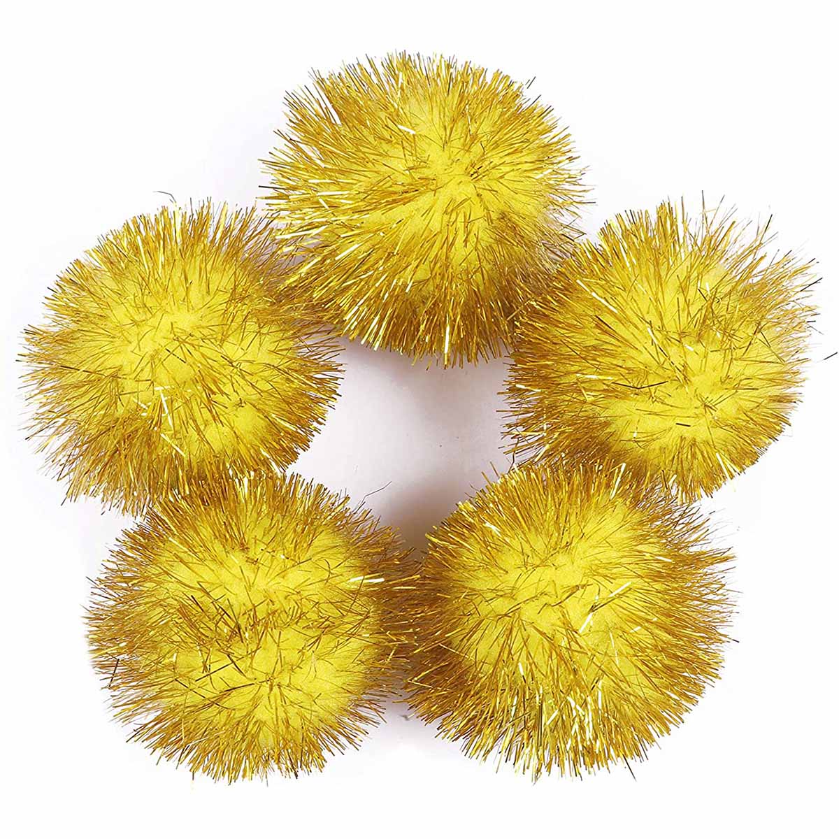 30 Glitter Tinsel Pom Poms（Inner Pom: 1.5" )- U Pick