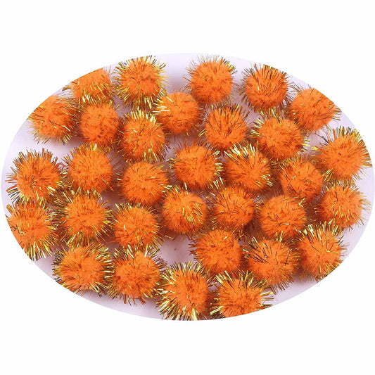 200pcs Glitter Tinsel Pom Balls 20mm-U PICK - Orange
