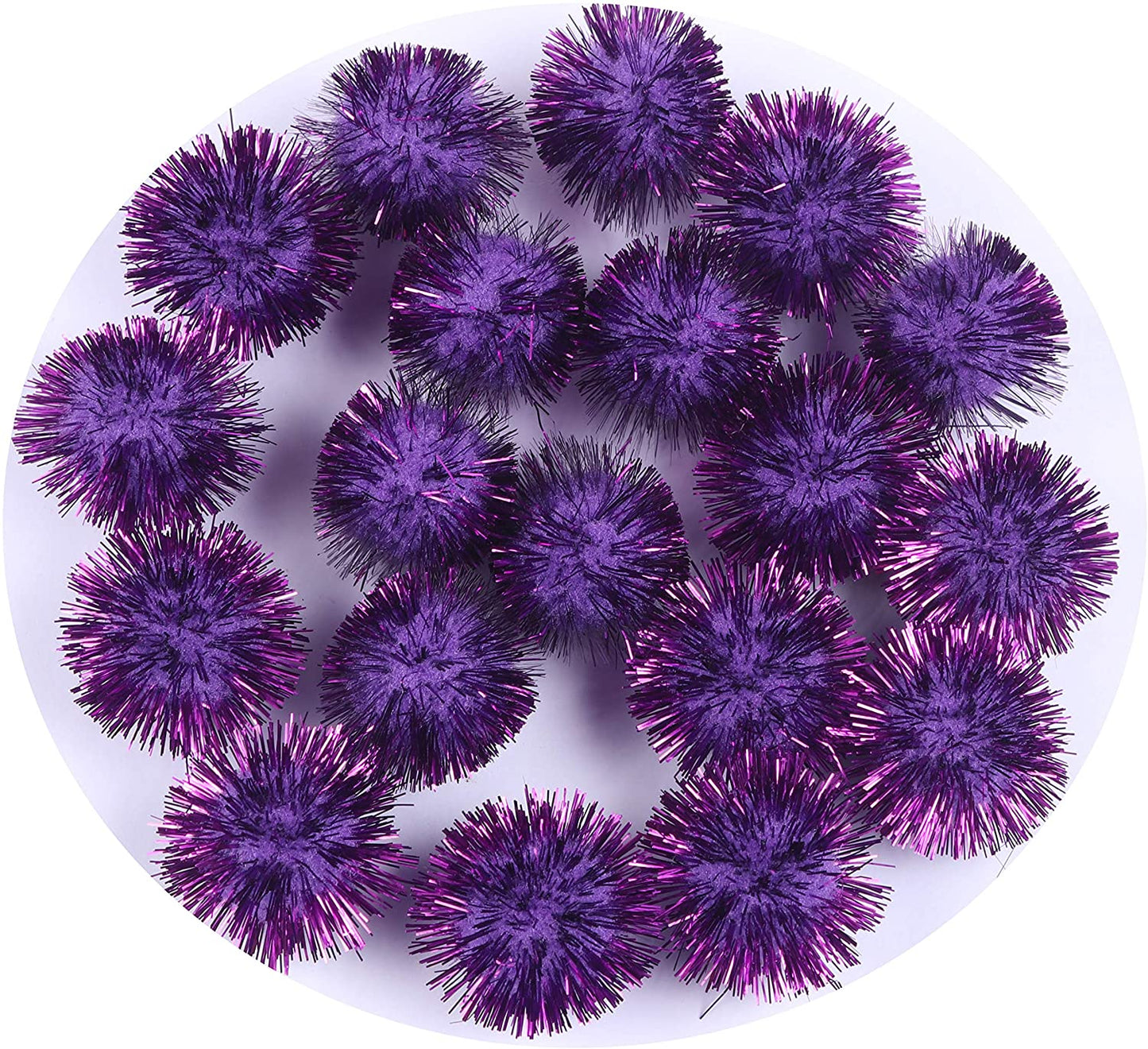100pcs Glitter Tinsel Pom Balls 1" (25mm) - U Pick