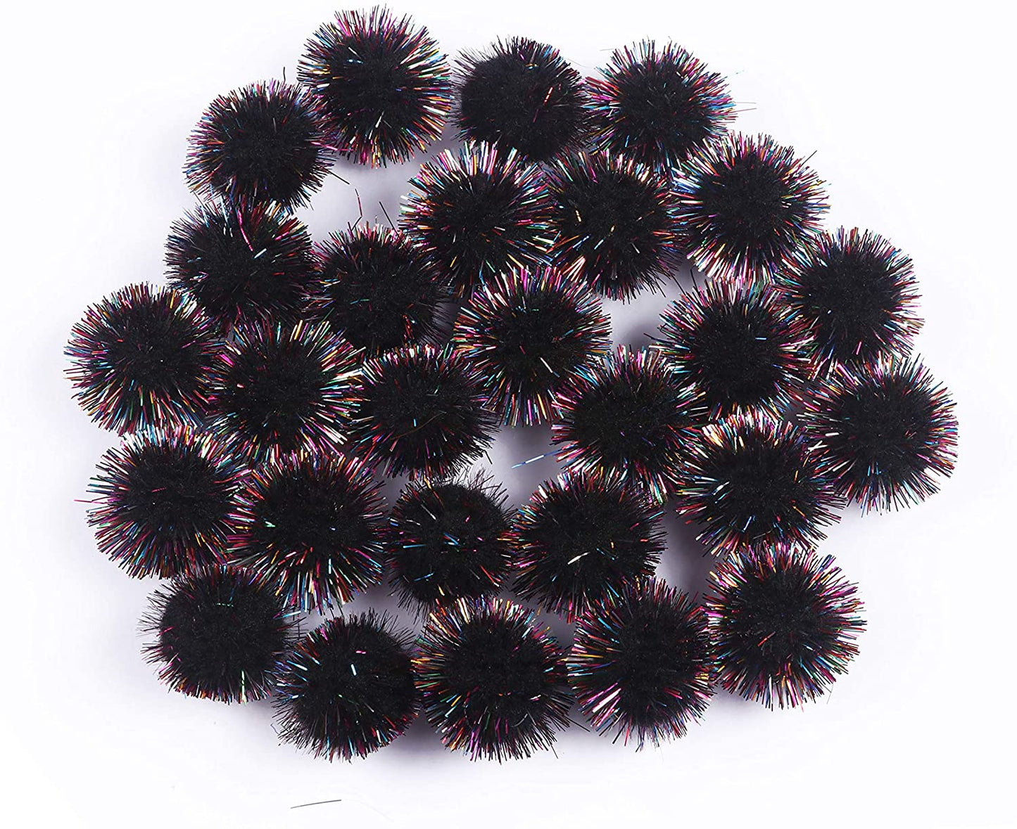 100pcs Glitter Tinsel Pom Balls 1" (25mm) - U Pick