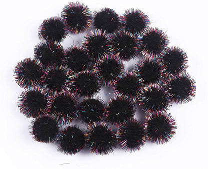 100pcs Glitter Tinsel Pom Balls 1" (25mm) - U Pick