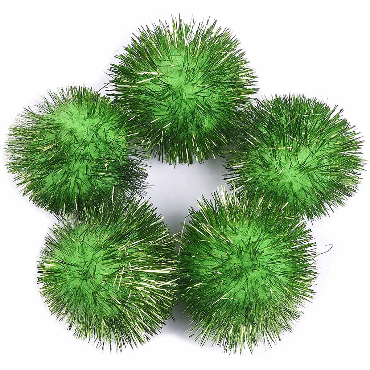 30 Glitter Tinsel Pom Poms（Inner Pom: 1.5" )- U Pick