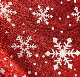 Sparkling Tinsel Lurex Fabric by The yard Seasonal Fabric-Red with Snowflake