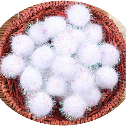 100pcs Glitter Tinsel Pom Balls 1" (25mm) - U Pick