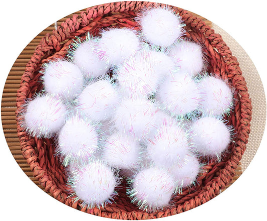 100pcs Glitter Tinsel Pom Balls 1.25"