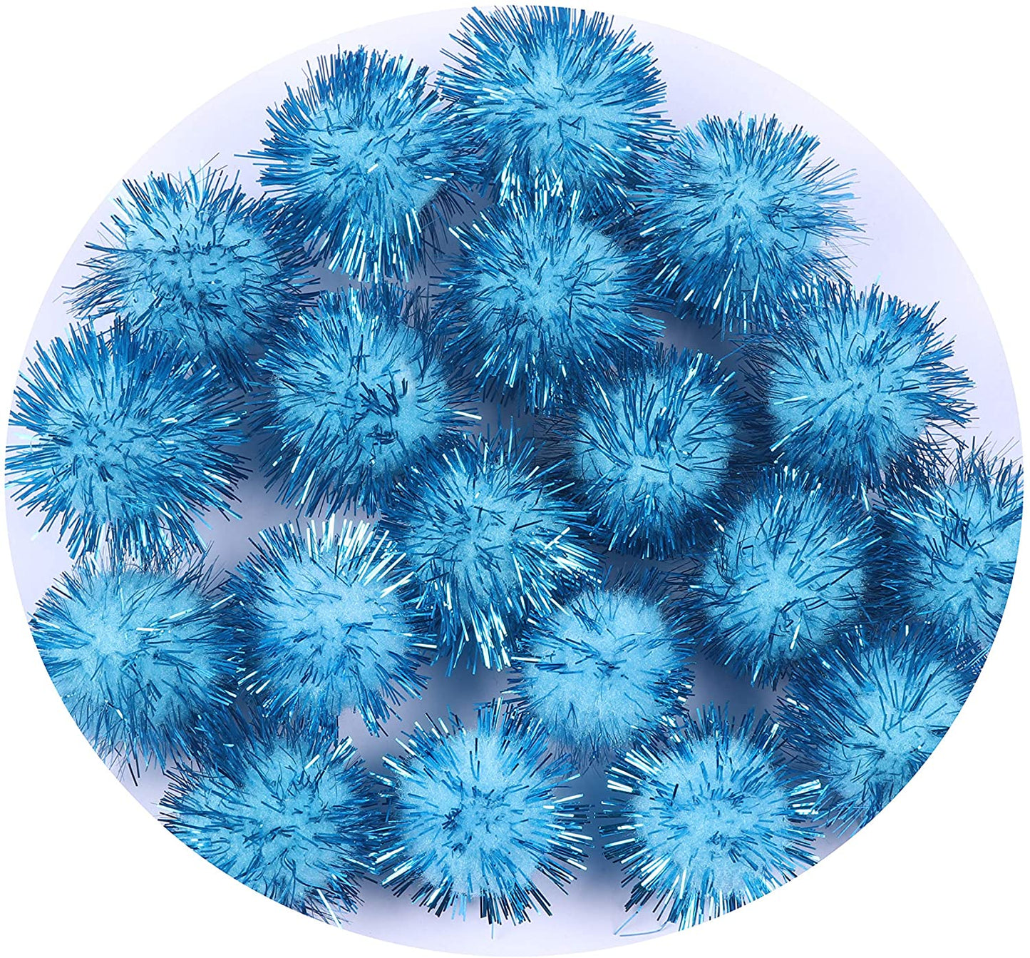 100pcs Glitter Tinsel Pom Balls 1" (25mm) - U Pick