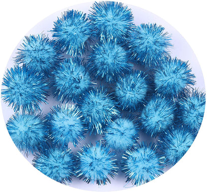100pcs Glitter Tinsel Pom Balls 1" (25mm) - U Pick
