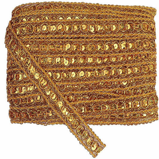 20 Yards Trish Sequin Metallic Braid Trim 7/8 Inch - Dark Gold