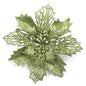 12pcs Glitter Poinsettia Flowers 6“-U PICK - Lime Green