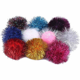 15pcs Glitter Tinsel Pom Balls 2 Inch - 12 Colors