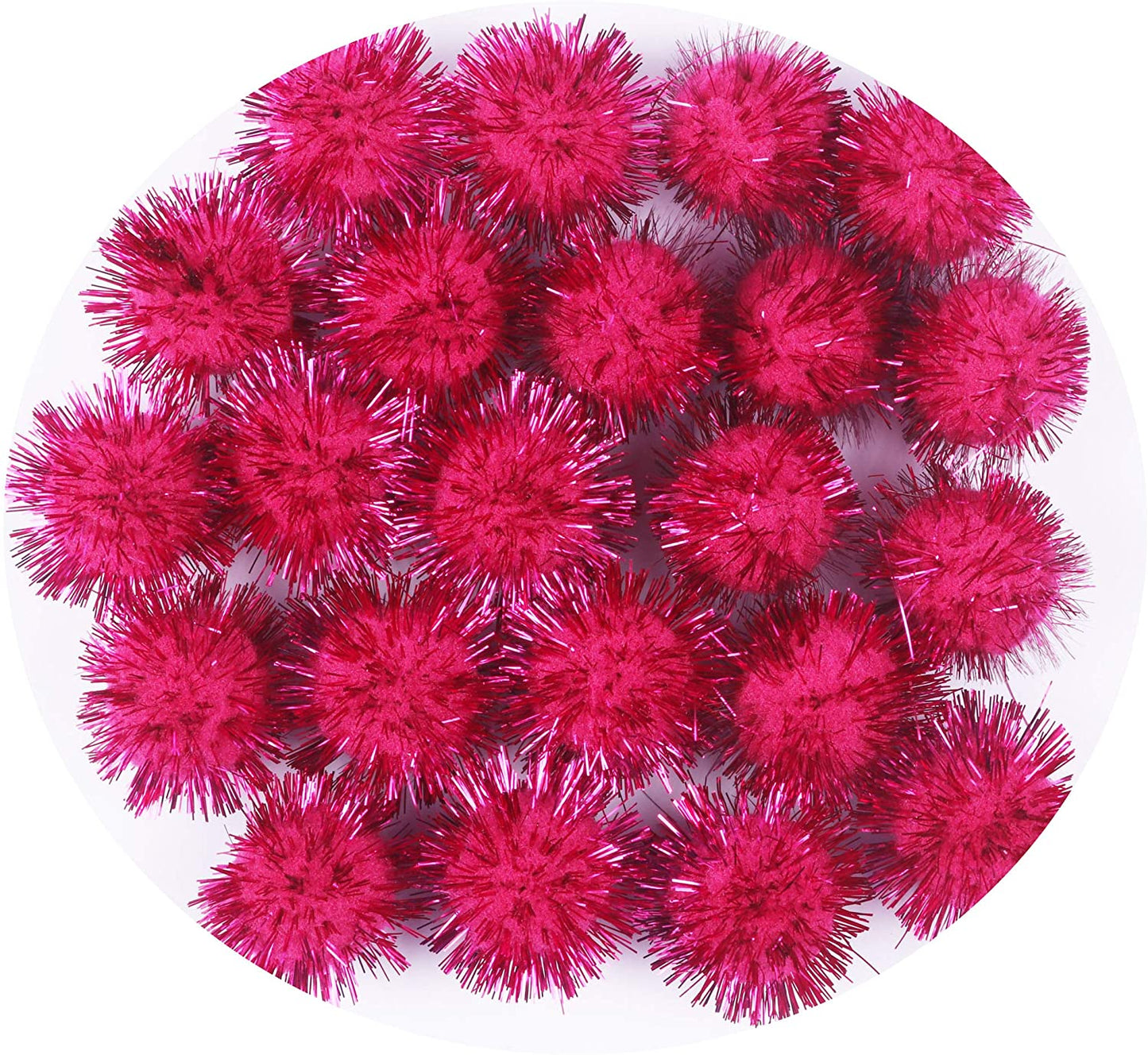 100pcs Glitter Tinsel Pom Balls 1" (25mm) - U Pick