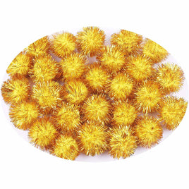200pcs Glitter Tinsel Pom Balls 20mm-U PICK - Yellow