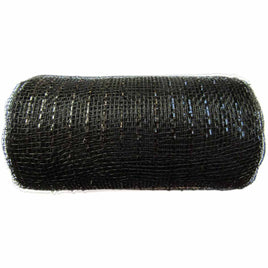 6 inch x 30 feet(10 Yards) Metallic Deco Poly Mesh Ribbon - Black