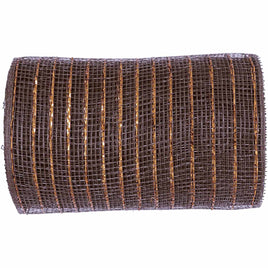 10 inch x 30 feet(10 Yards) Metallic Deco Poly Mesh Ribbon - Chocolate