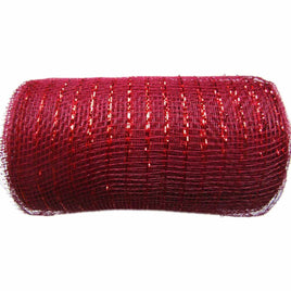 10 inch x 30 feet(10 Yards) Metallic Deco Poly Mesh Ribbon - Dark Red