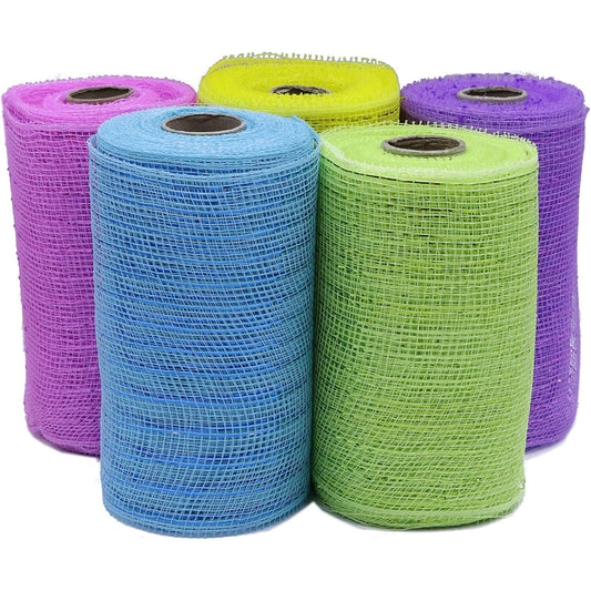 Metallic Poly Mesh Ribbon 6" for  Easter Day Decoration-5 Pack