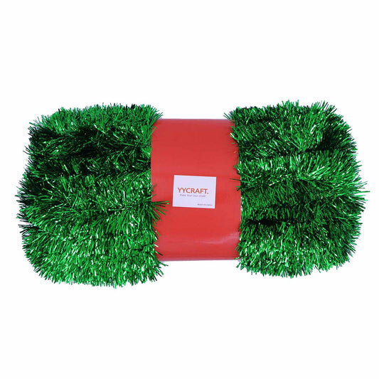 10 Yards (30 Feet) Thick Foil Christmas Tinsel  Garland,3" - Emerald Green