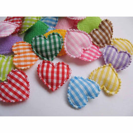 200 Padded Gingham Heart 7/8"-10 Colors