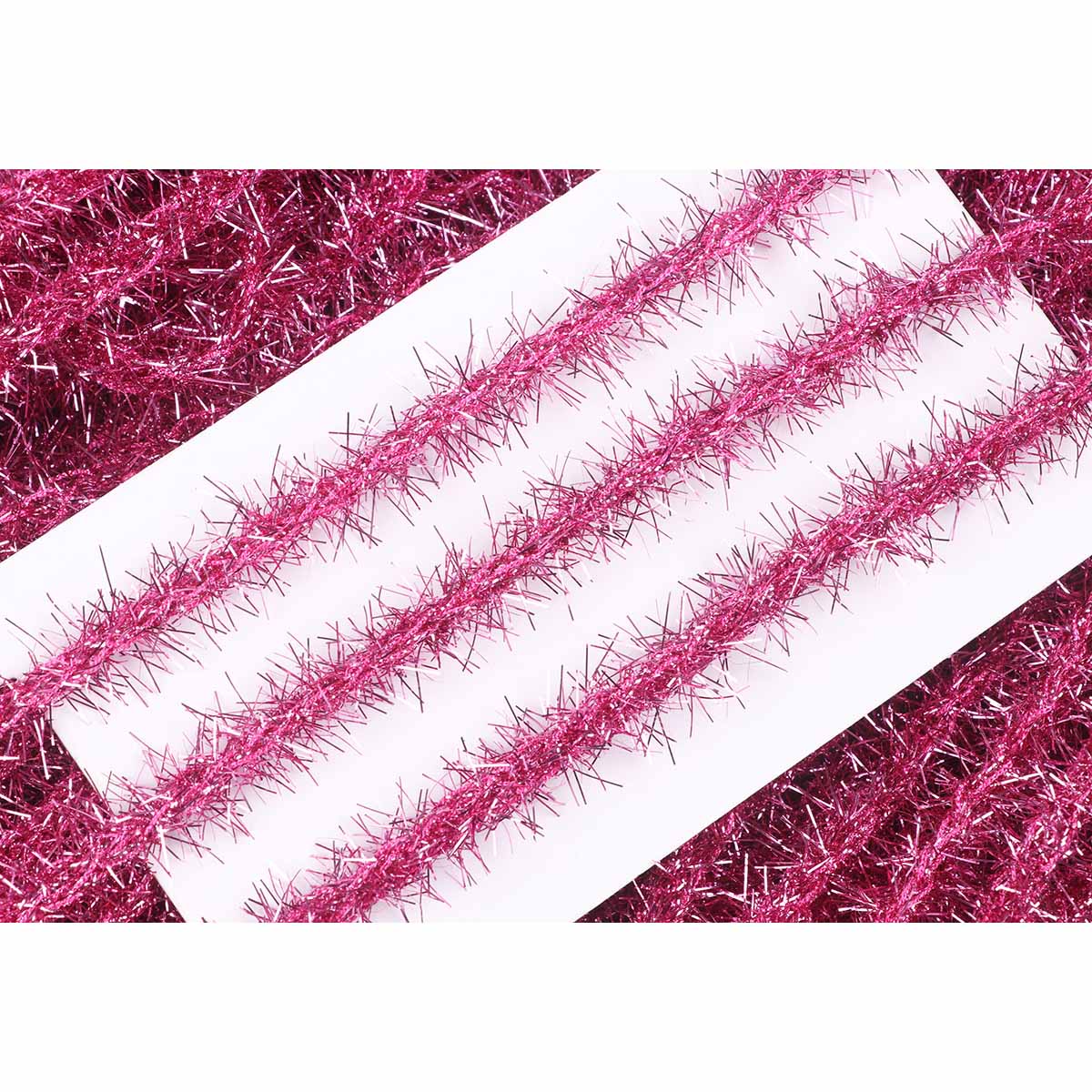 20y Skinny Metallic Christmas Tinsel Garland Ribbon,3/4" - Dark Pink