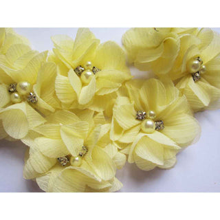 20 Chiffon Silk Flower Rhinestone Pearl 2