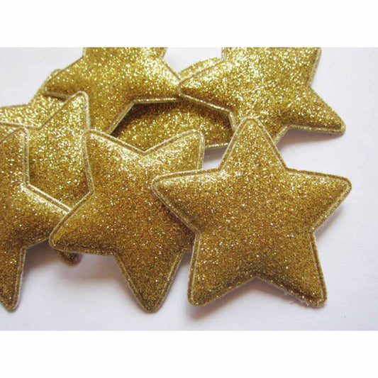 30 Large Glitter Star 2 1/8" -Gold
