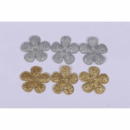 100 Glitter Flower 1.5"-Gold/Silver