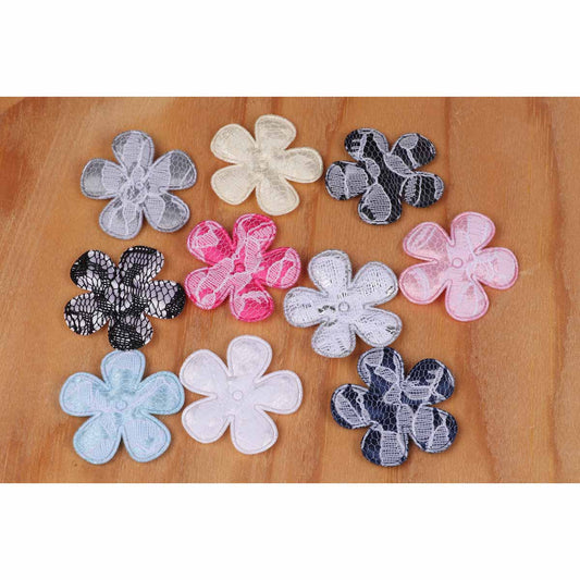 500 Satin Flower w/lace 1.5"-U PICK