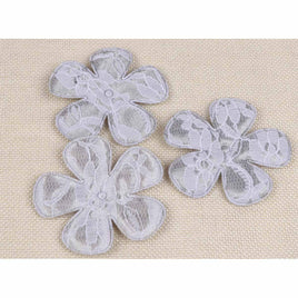 40 Padded Lace Flower 2.5" - Silver