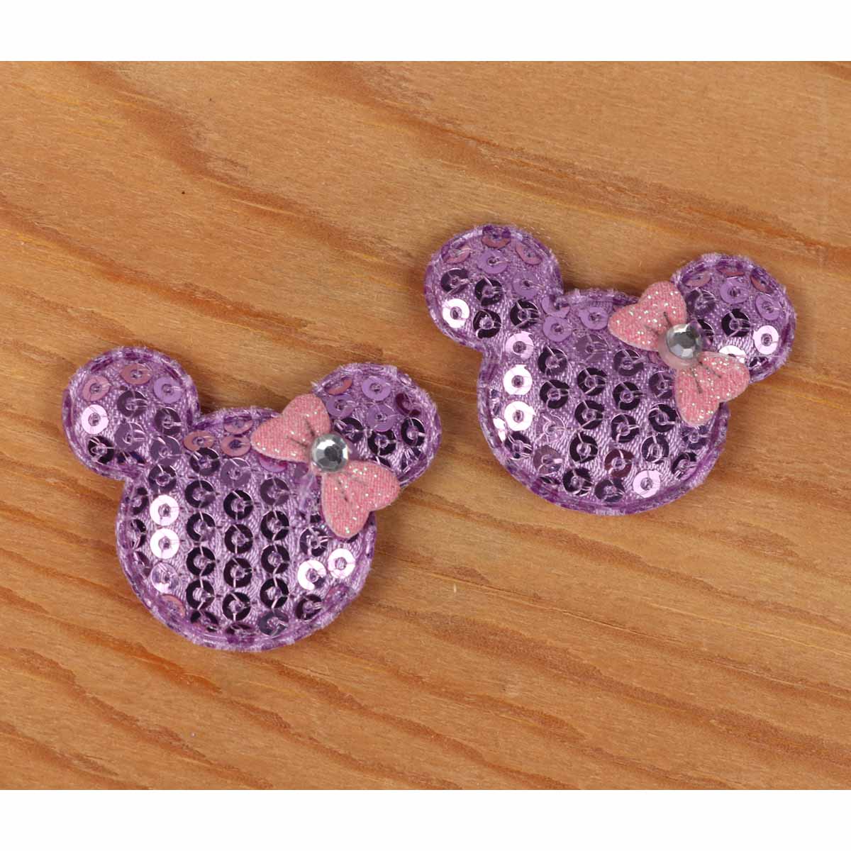 30 Padded Sequin Mouse w/Bow 1.5" - Purple
