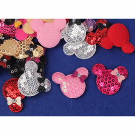 30 Padded Sequin Mouse w/Bow 1.5"-Mix