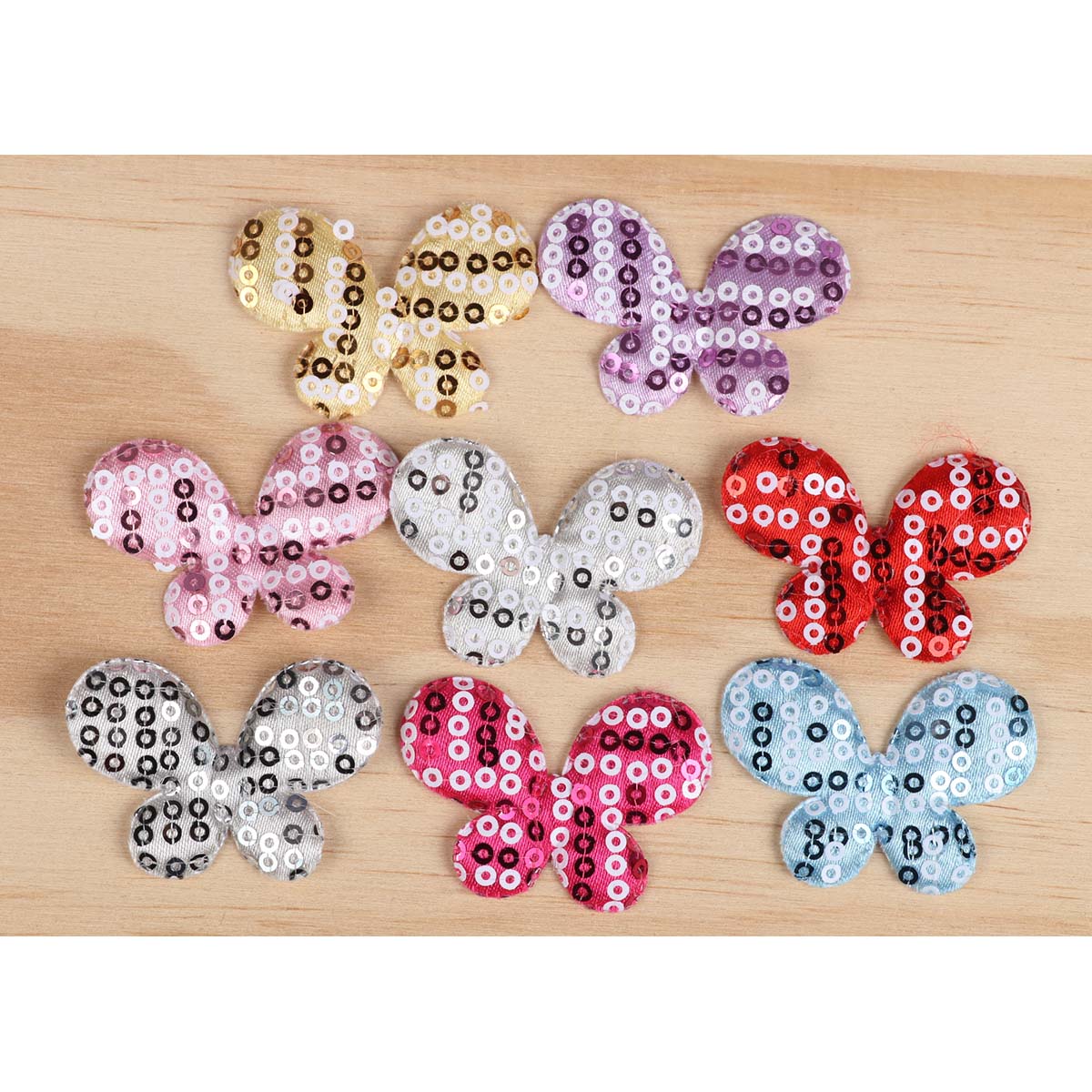 80 Padded Sequin Butterfly 1.5"-8 Colors