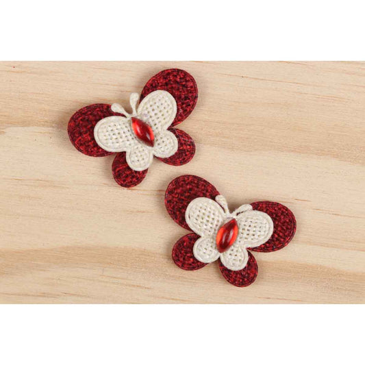 40 Padded Butterfly Rhinestone  1.5"-Burgundy