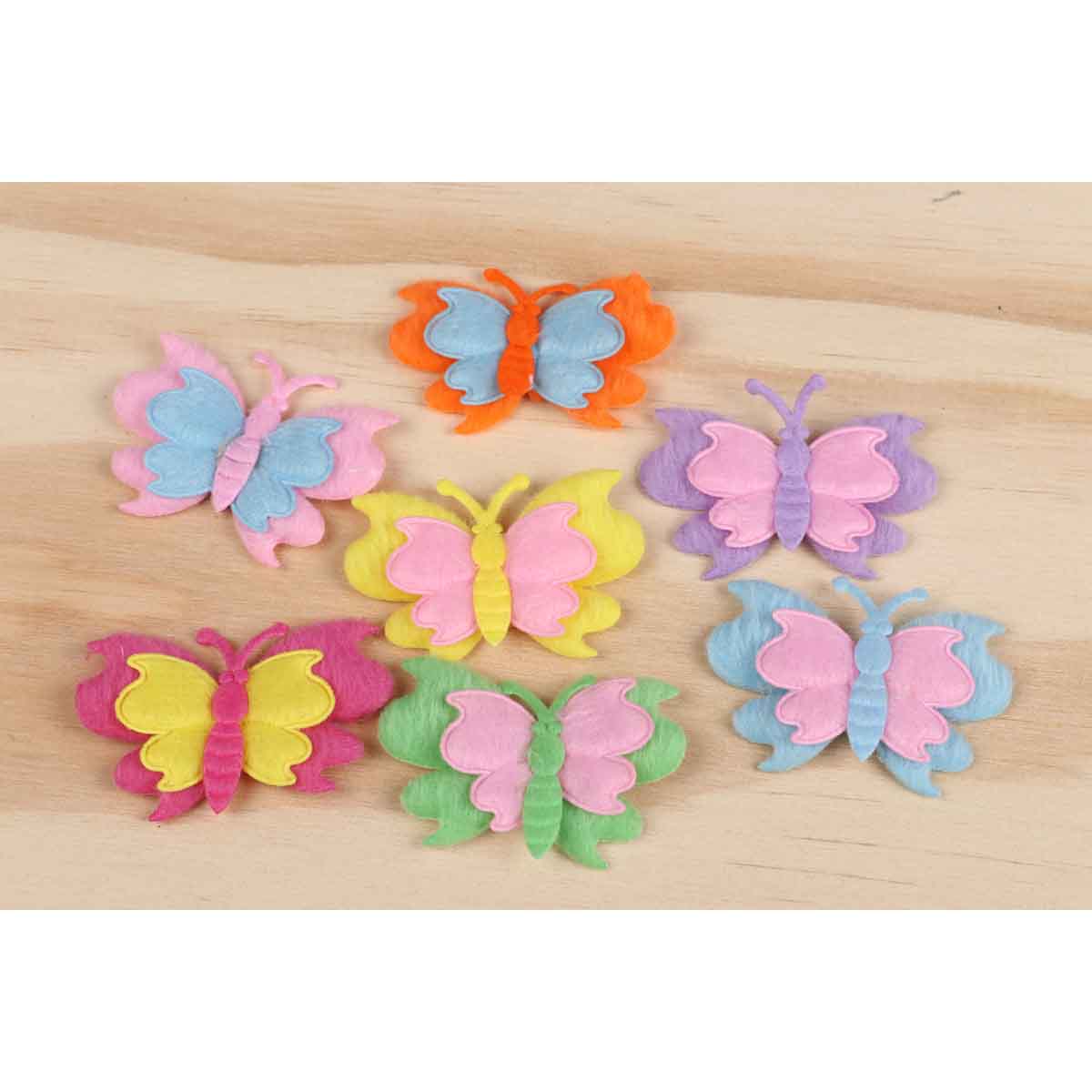 70 Padded Furry Butterfly Appliques 2"-7 Colors