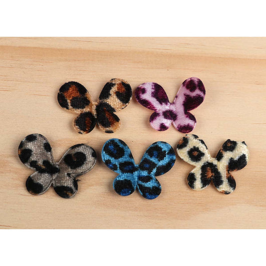 100 Padded Velvet Butterfly Leopard 1.5"-5 Colors