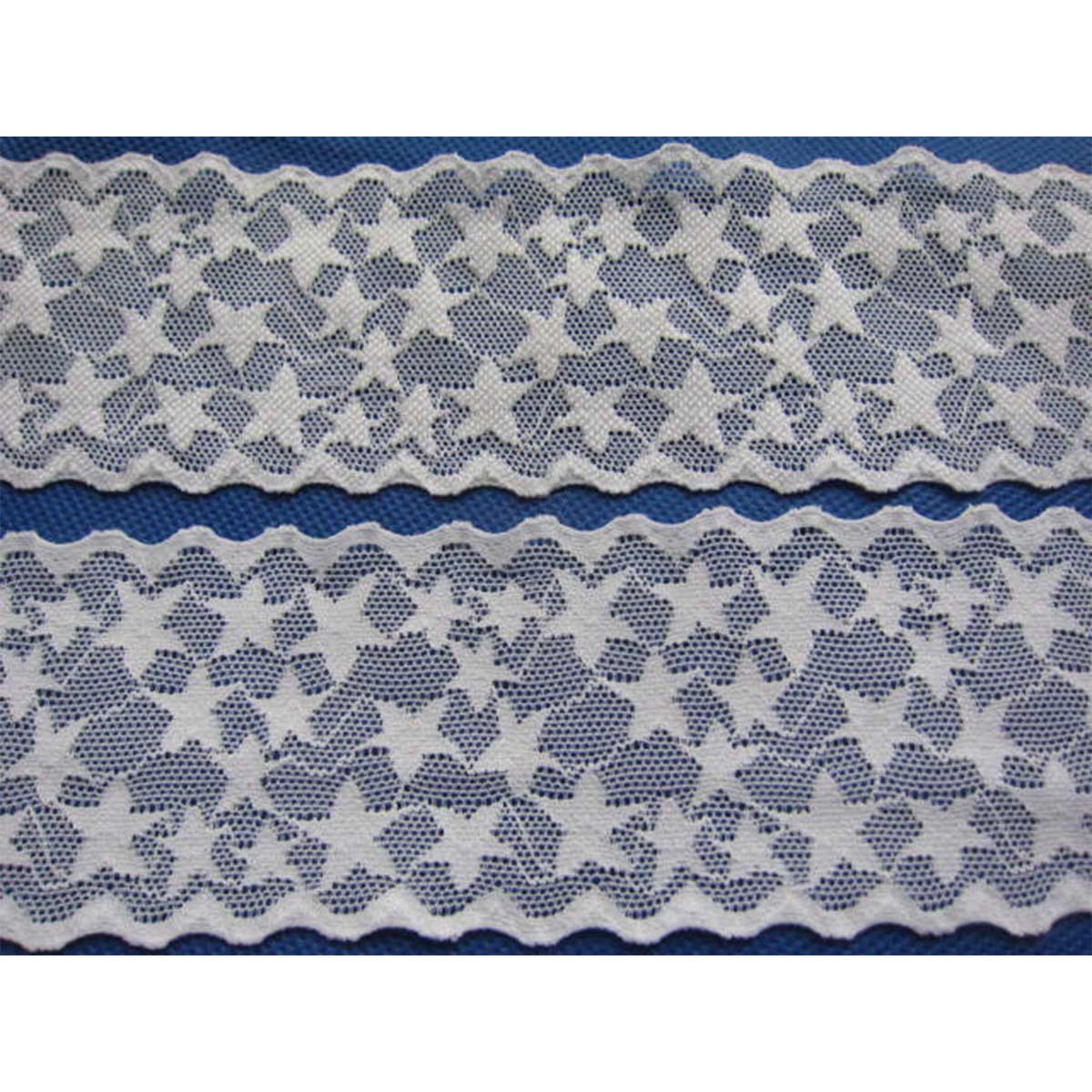 10 Yards Elastic Lace Star Lace Trim 2.25"-White
