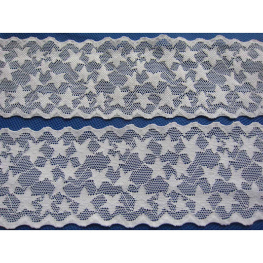 10 Yards Elastic Lace Star Lace Trim 2.25"-White
