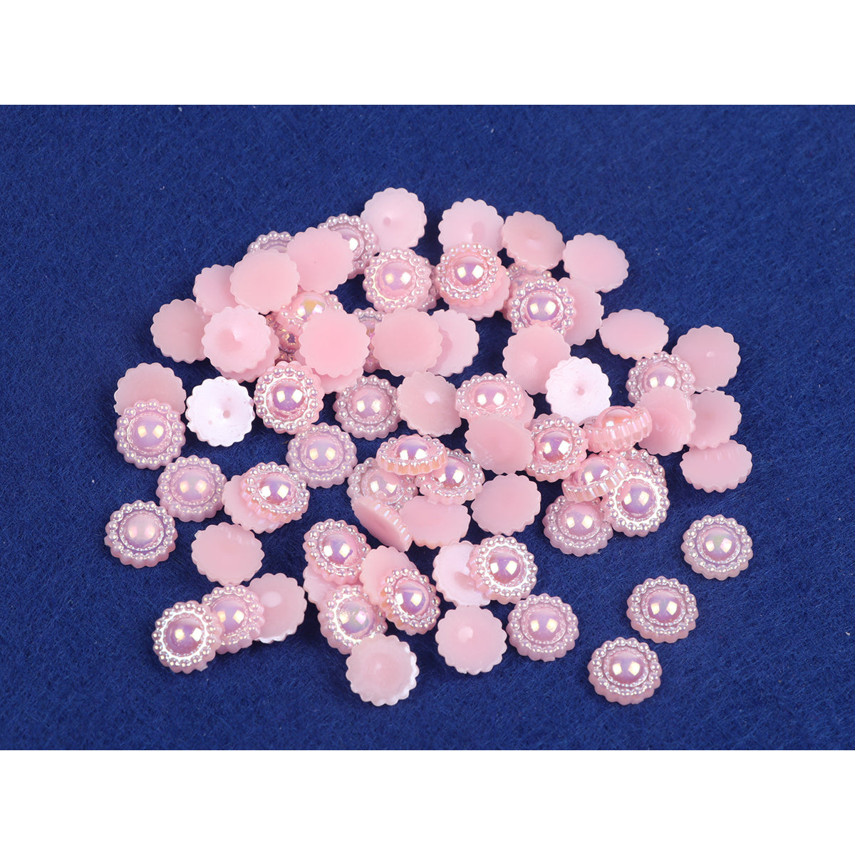 200Pcs Plastic Flower Pearl Flatback 11mm-Shinny Pink