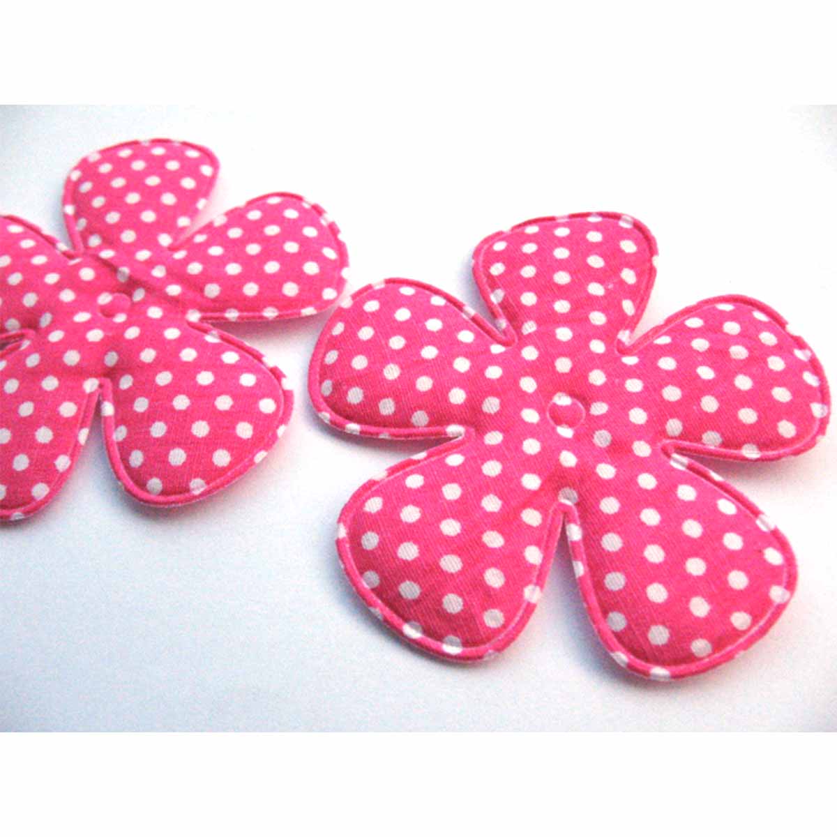 40pcs Big Padded Spring Polka dots Flower 65mm - Hot PInk