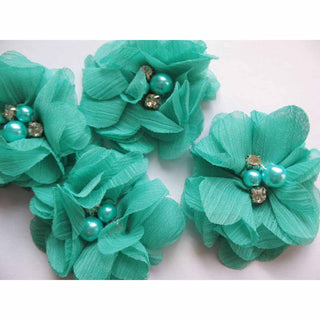 20 Chiffon Silk Flower Rhinestone Pearl 2