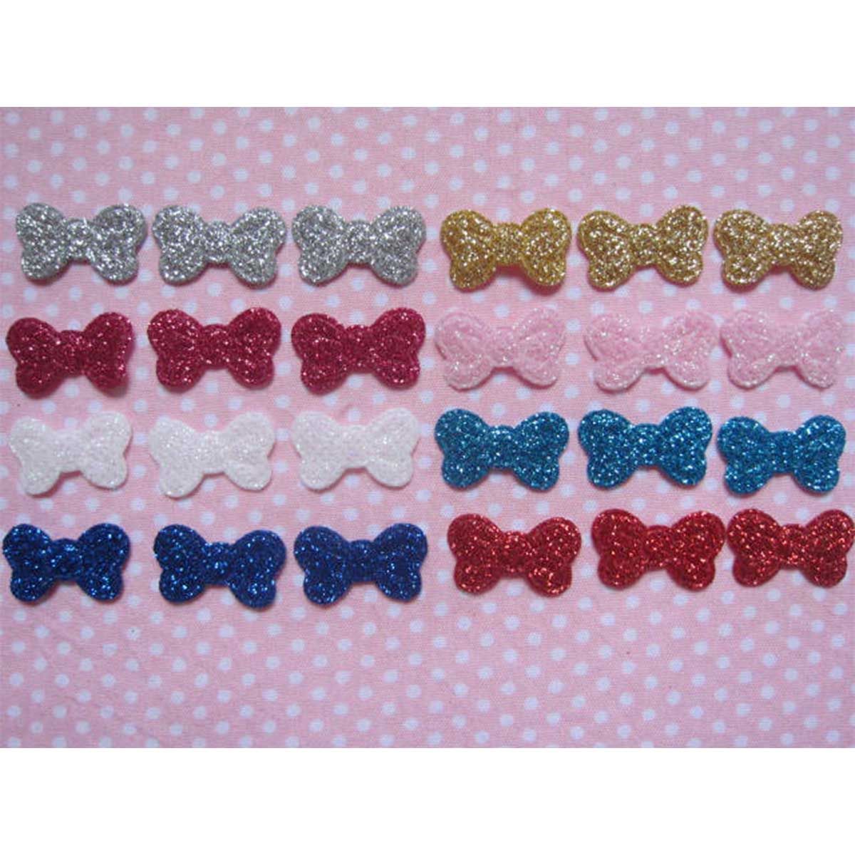 160pcs Sparkly Glitter Bow 7/8"-8 Colors