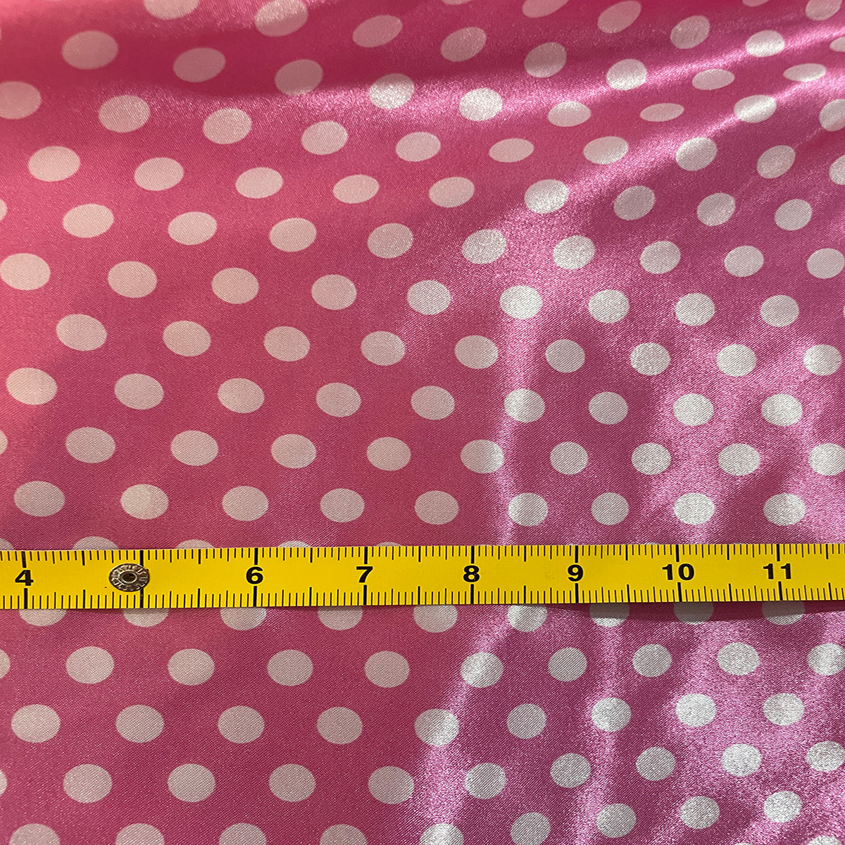 Polka Dots Prints Satin Fabric-Pink
