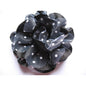 10 Large 4D Polka Dots Mesh Lace Flower 4"-Black