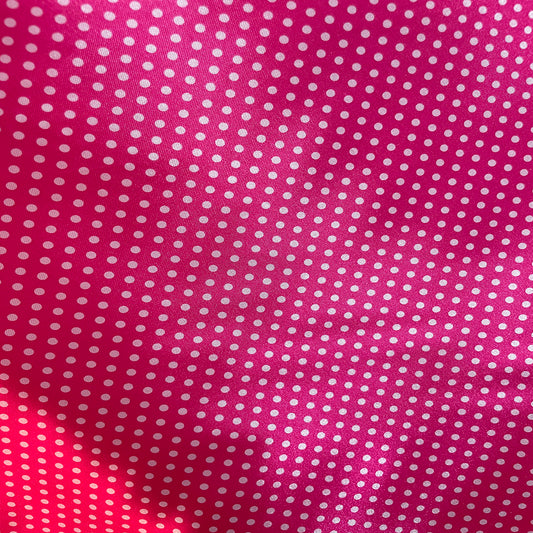 Polka Dots Prints Satin Fabric-Hot Pink