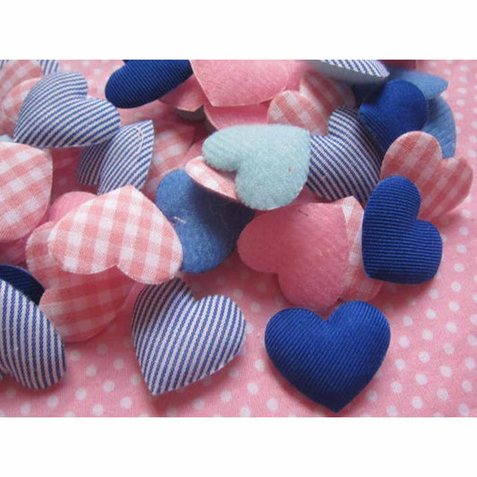 200 Assorted 1" Padded Gingham Heart Applique-Mix