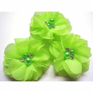 20 Chiffon Silk Flower Rhinestone Pearl 2