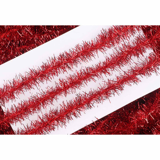 20 Yards Skinny Wired Tinsel Garland Ribbon,3/4" - Red