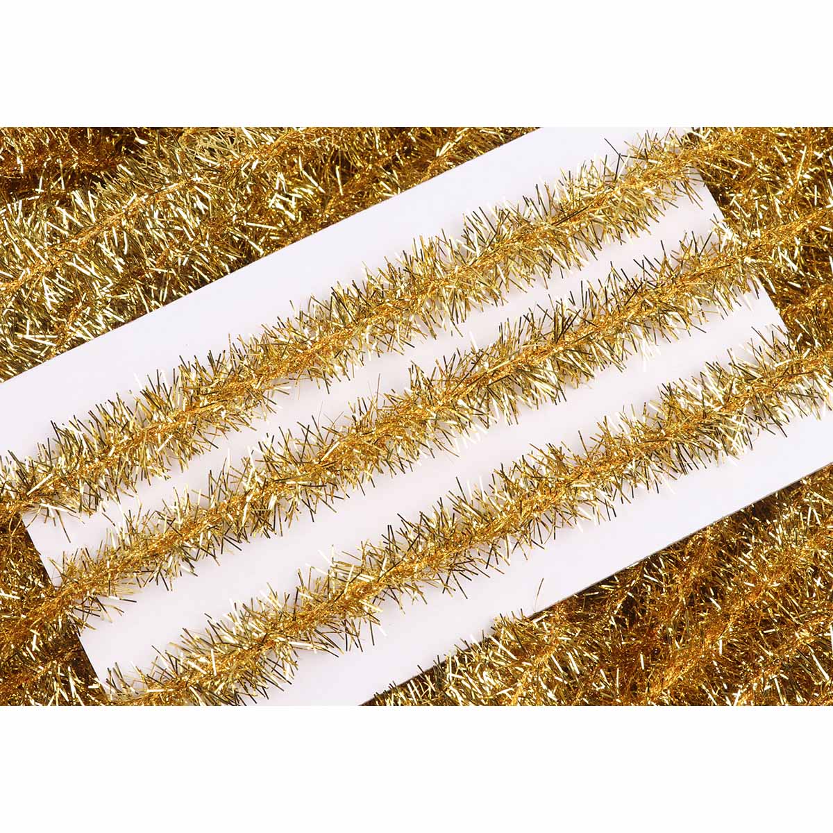 20 Yards Skinny Wired Tinsel Garland Ribbon,3/4" - Gold